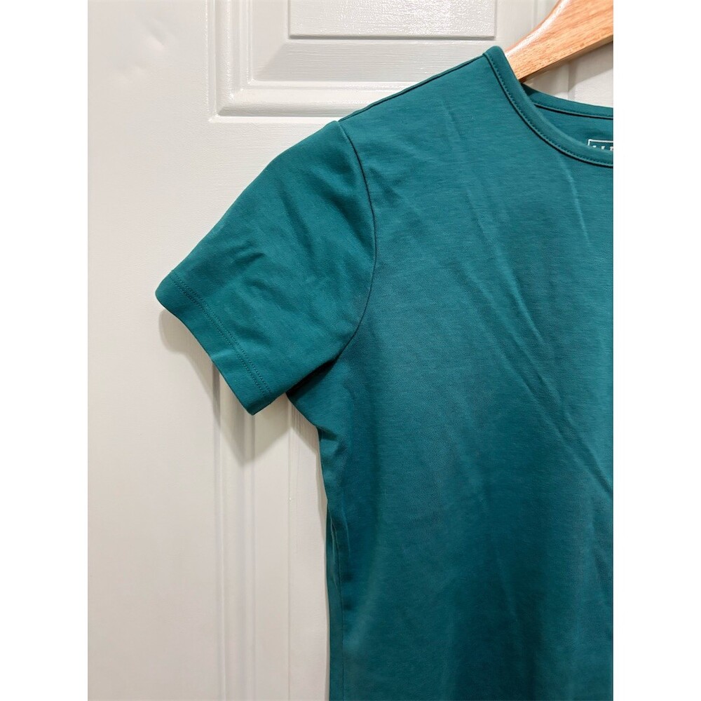 L.L.Bean T-Shirt Womens XS Petite Teal Green Crew Neck Short Sleeve Casual - Picture 2 of 6